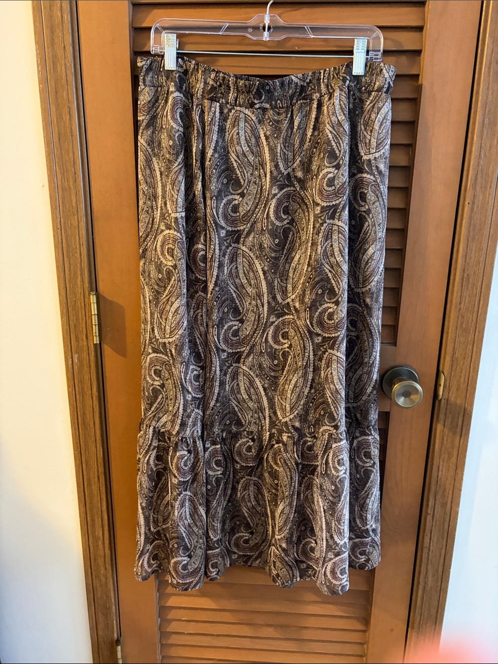 Cato Brown Paisley Tiered Maxi Skirt